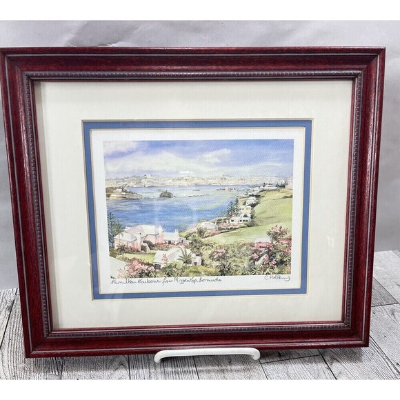 Vintage Matted & Framed Carole Holding Signed Hamilton Bermuda Watercolor Print - Picture 1 of 10